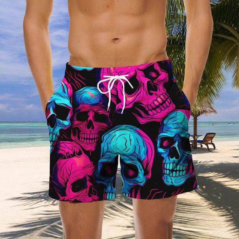 AliExpress Amazon Cross border Trade 2025 New Casual Versatile High Quality Printed Men's Casual Shorts