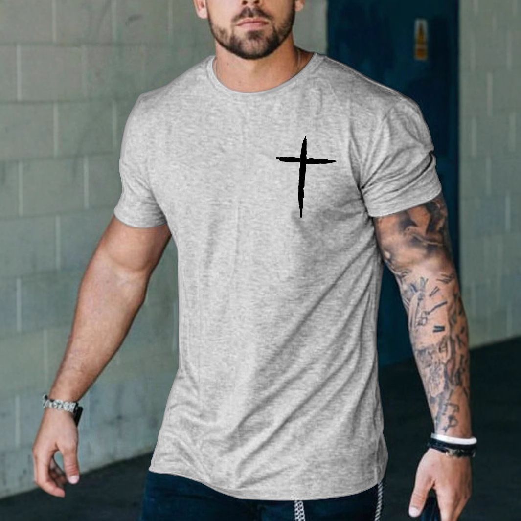 Men's casual short sleeved T-shirt loose round neck 3D digital printed rose minimalist pullover top cross-border summer