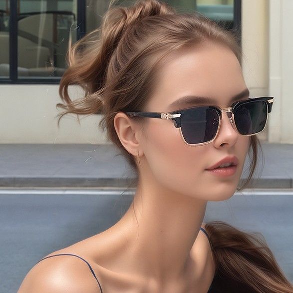 European and American New Retro Polarized Eyebrow Frame Sunglasses Men's Box Sunglasses Men's Glasses Cross border Wholesale Sunglasses