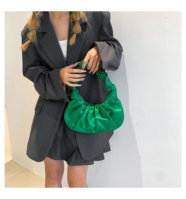 Women Bags Ladies Folds Design Small PU Leather Shoulder Bags Women Dumplings Handbags Travel Totes Fashion Clutch Bag Khaki one