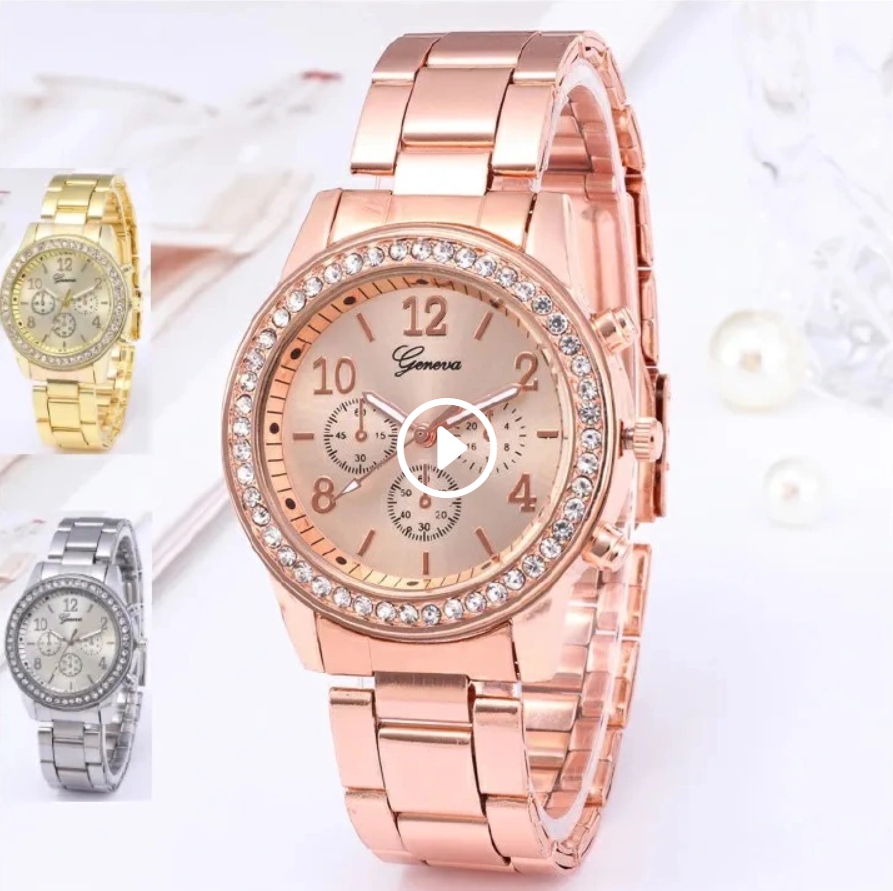 Geneva Women Watches For Lady Wrist Watch Ladies Watches Luxury Quartz Stainless Steel Band Casual Fashion Valentine's Day Gift Gold one size