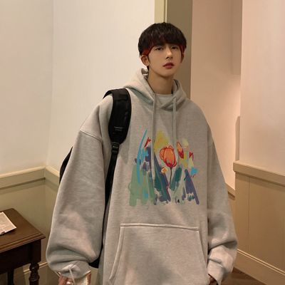Fashionable versatile niche hoodie men's spring and autumn fashion brand high weight double-layer hooded sweatshirt oversized couple jacket