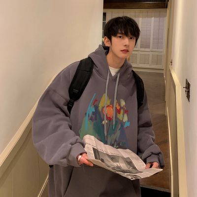 Fashionable versatile niche hoodie men's spring and autumn fashion brand high weight double-layer hooded sweatshirt oversized couple jacket