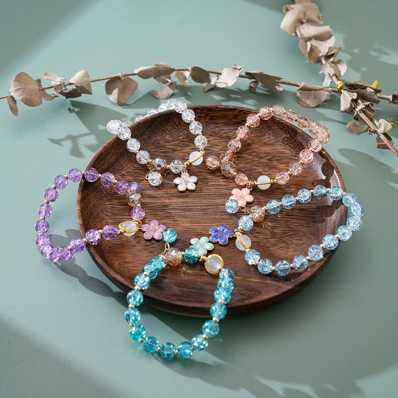 4*Sets Fashion Firecracker Crystal Flower Bracelet China-Chic Moonlight Stone Tassel Colorful Flower Hand String Scenic Spot Hot Selling Jewelry Gift