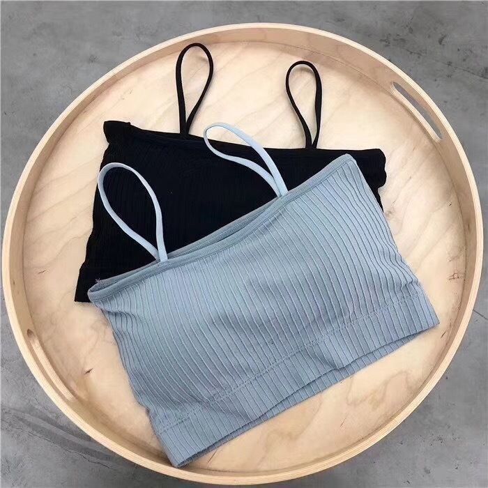 2*Sets Cross border manufacturer camisole, tank top, thread wrapped chest, strapless bra with chest cushion, girls' beautiful back sports bra, women's summer