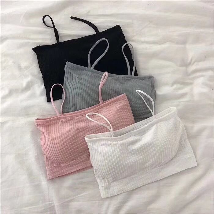 2*Sets Cross border manufacturer camisole, tank top, thread wrapped chest, strapless bra with chest cushion, girls' beautiful back sports bra, women's summer