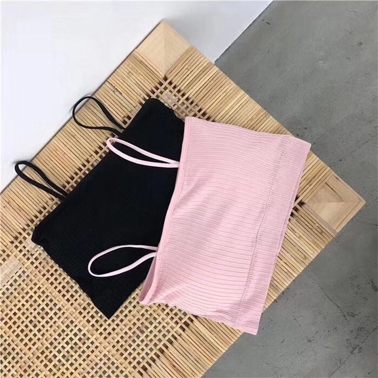 2*Sets Cross border manufacturer camisole, tank top, thread wrapped chest, strapless bra with chest cushion, girls' beautiful back sports bra, women's summer