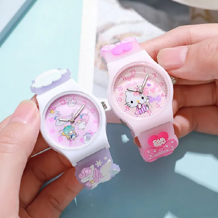 2*Sets Cartoon Children's Watch Dropping Gel Sanrio Watch Primary School Quartz Watch Wholesale Cross border E-commerce Watch Decoration