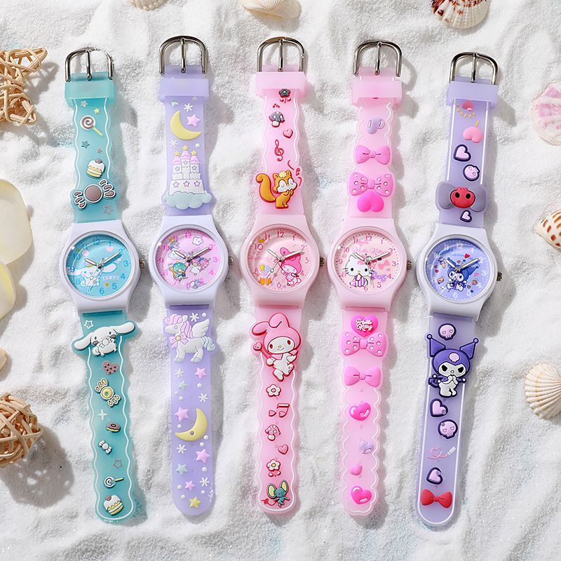 2*Sets Cartoon Children's Watch Dropping Gel Sanrio Watch Primary School Quartz Watch Wholesale Cross border E-commerce Watch Decoration