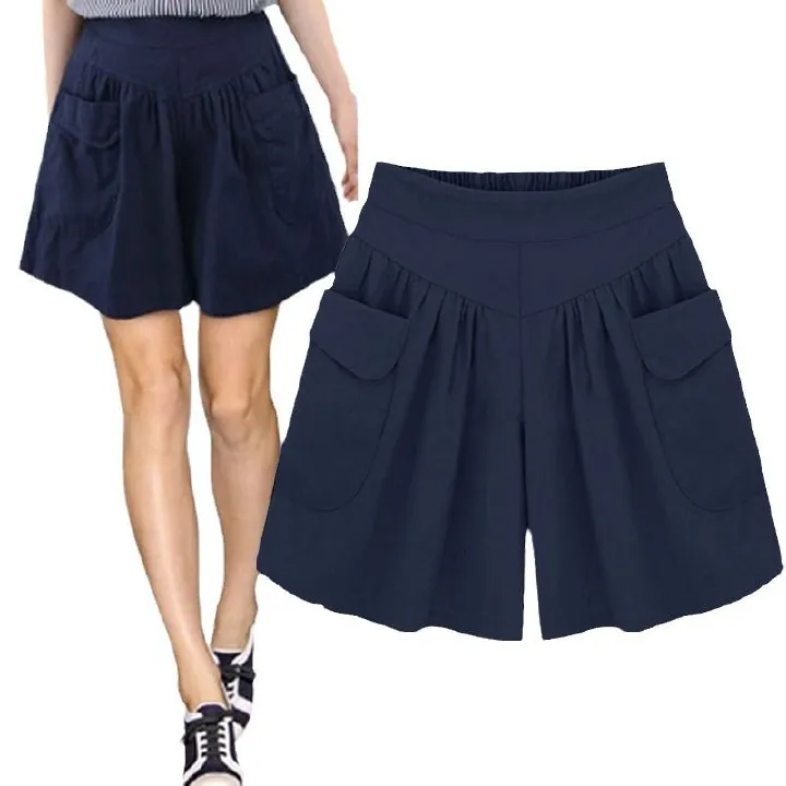 European and American summer plus fat plus plus size women's clothing fat mm wide leg shorts women's 200 pounds sister versatile hot pants skirt pants women's summer