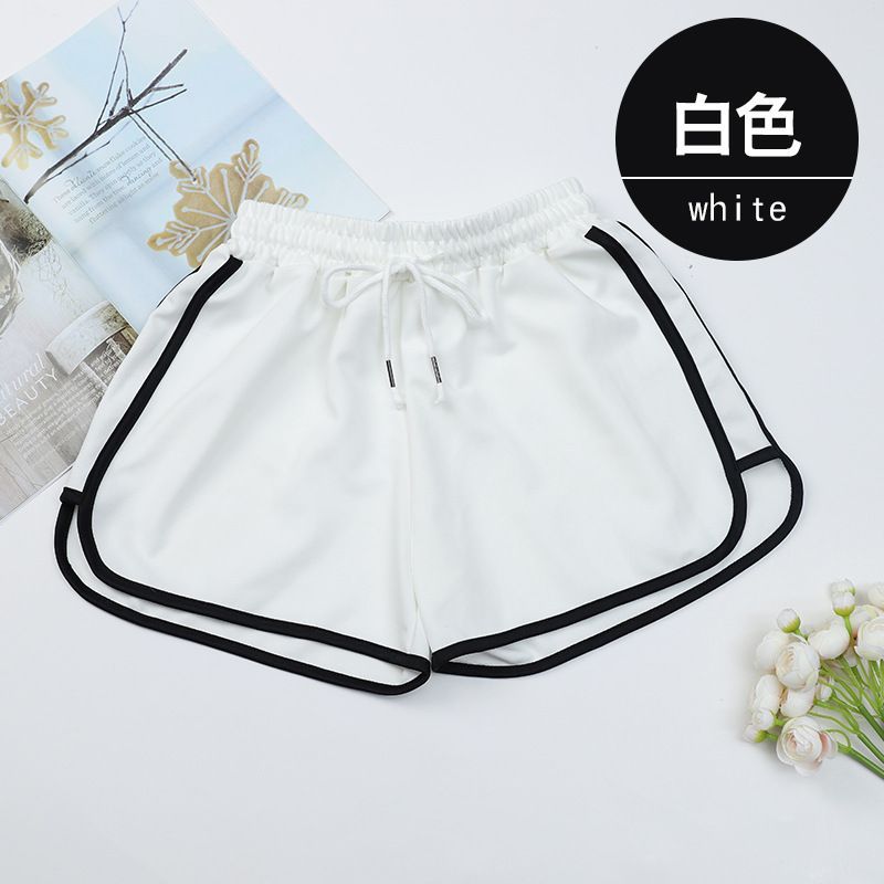 2*Sets Sports shorts for women's summer casual loose straight leg pants for wearing outside, high waist slimming and anti glare three part yoga style hot pants