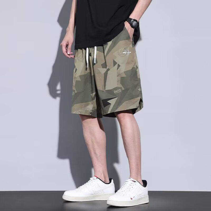 2024 Men's Camouflage Shorts Summer Thin Trendy Brand workwear Pentagram Pants Casual Sports Loose Beach Pants