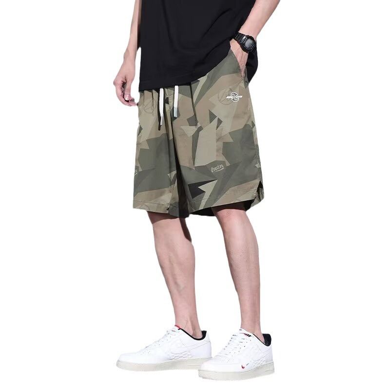 2024 Men's Camouflage Shorts Summer Thin Trendy Brand workwear Pentagram Pants Casual Sports Loose Beach Pants