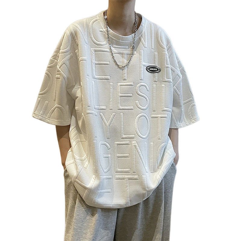 Clearance and leakage of foreign trade, dismantling of containers, five and a half sleeve T-shirt, waffle loose oversized men's upper clothing, short sleeved T-shirt, t