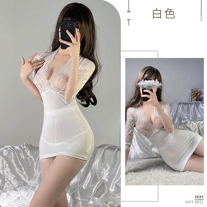 Sexy lingerie, sexy plus size secretary uniform set, office OL lace wrap up skirt, see through seductive pajamas