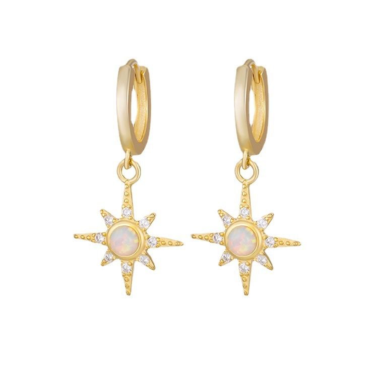 S925 pure silver octagonal star Australian treasure earrings for women, European and American fashion, new trendy internet celebrity earrings, wholesale of ear accessories golden 925 silver