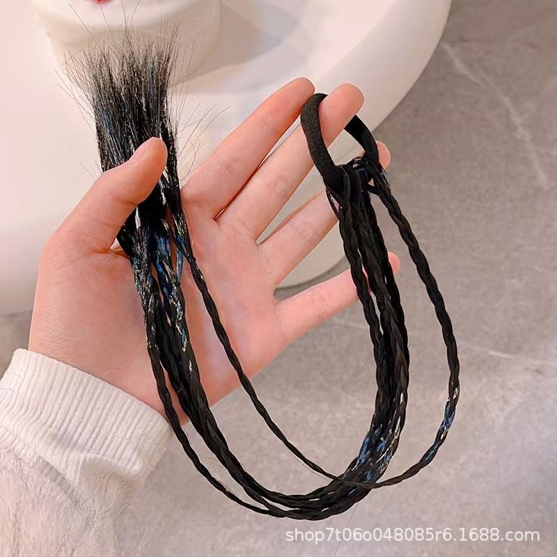 New Sweet Cool Boxing Braid Children's Wig Braid Hair Ring Little Girl High Ponytail Love Braided Hair Rope Hair Accessories Style_1 AS PICTURE