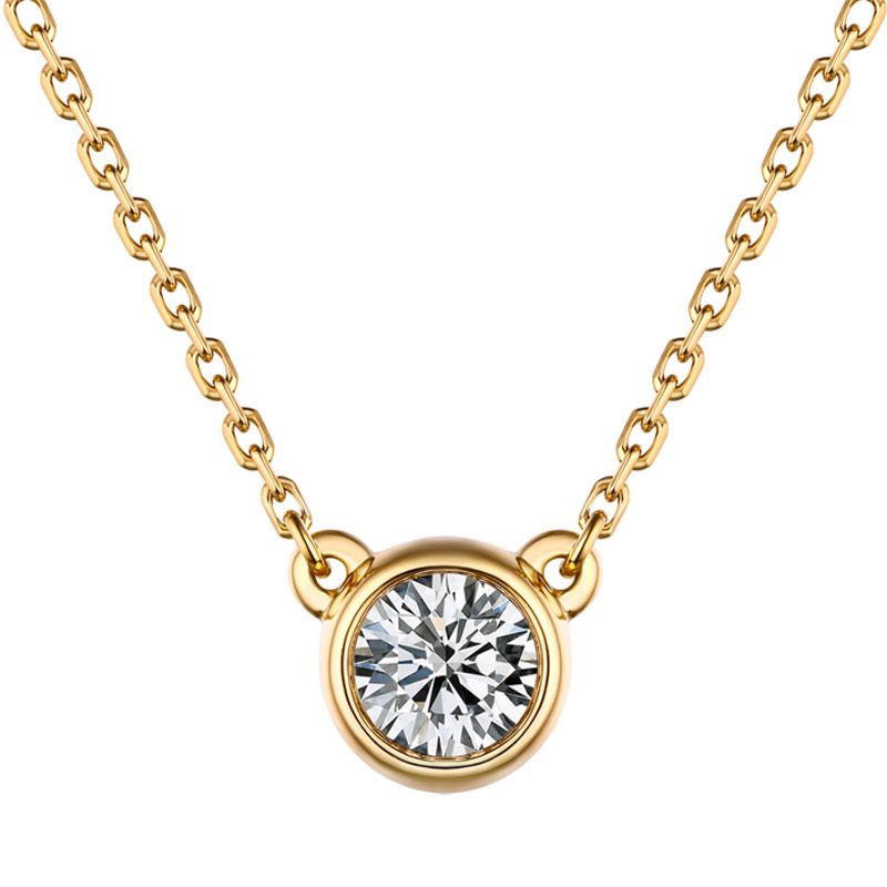 Classic Japanese Mini S925 Pure Silver Single Diamond Bubble Necklace with Gold Plated Moissand Diamond, Elegant and High Quality Pendant for Women Style_1 925 silver