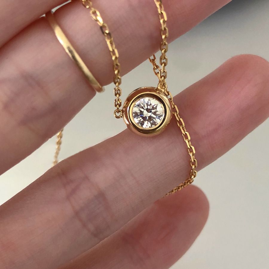 Classic Japanese Mini S925 Pure Silver Single Diamond Bubble Necklace with Gold Plated Moissand Diamond, Elegant and High Quality Pendant for Women Style_1 925 silver