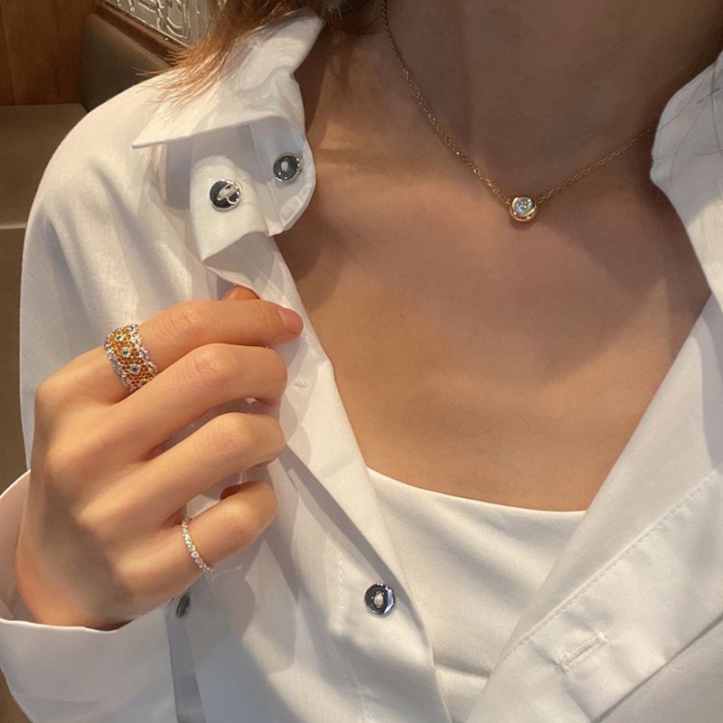 Classic Japanese Mini S925 Pure Silver Single Diamond Bubble Necklace with Gold Plated Moissand Diamond, Elegant and High Quality Pendant for Women Style_1 925 silver