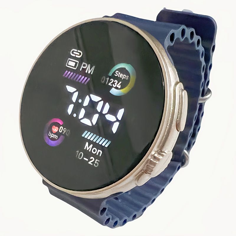Hot selling circular ocean watch, children's fashion, simple sports, student LED electronic watch white AS PICTURE