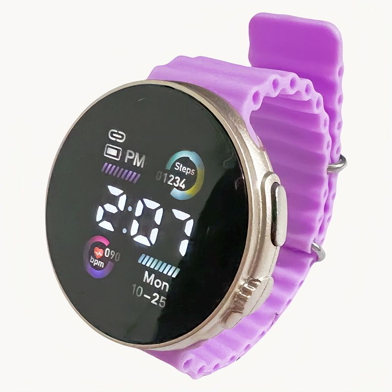 Hot selling circular ocean watch, children's fashion, simple sports, student LED electronic watch white AS PICTURE