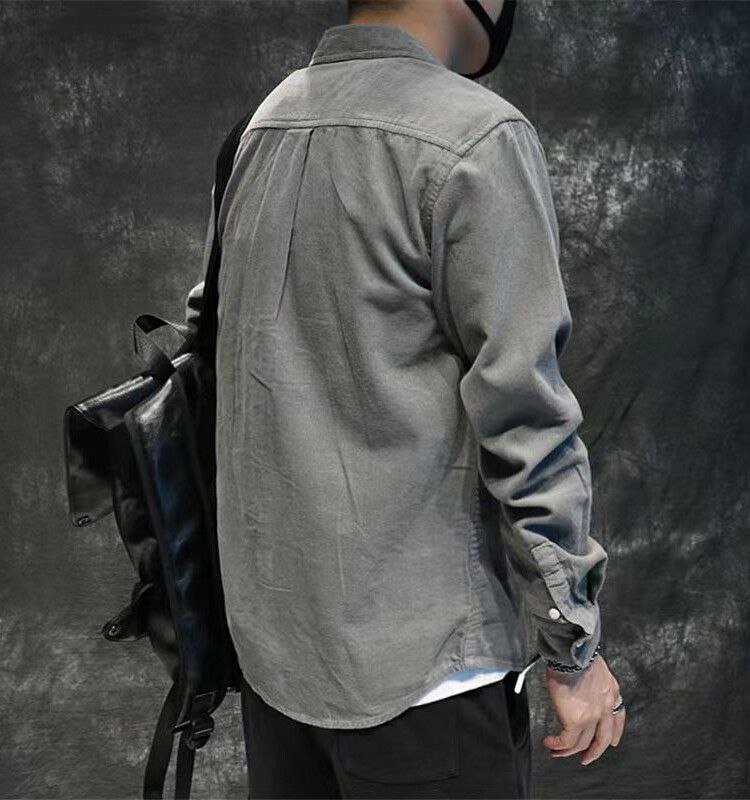 Trendy brand autumn Japanese retro corduroy long sleeved shirt men's trendy and cool loose casual men's jacket outer cover