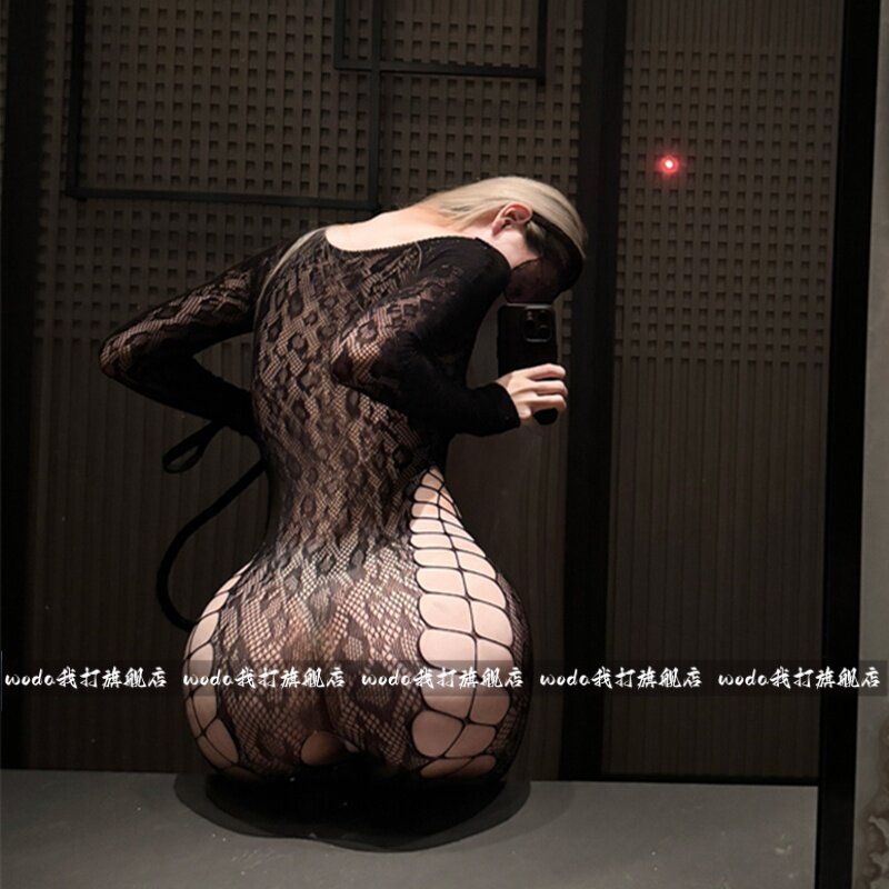 I play: sexy lingerie, red lace hollow see through mesh clothing, one-piece pajamas, sexy cross fishing net socks, qqny