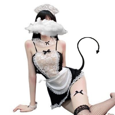 Sexy lingerie, sexy maid outfit, passionate perspective temptation, cute maid, no take off flirting suspender sleepwear for women