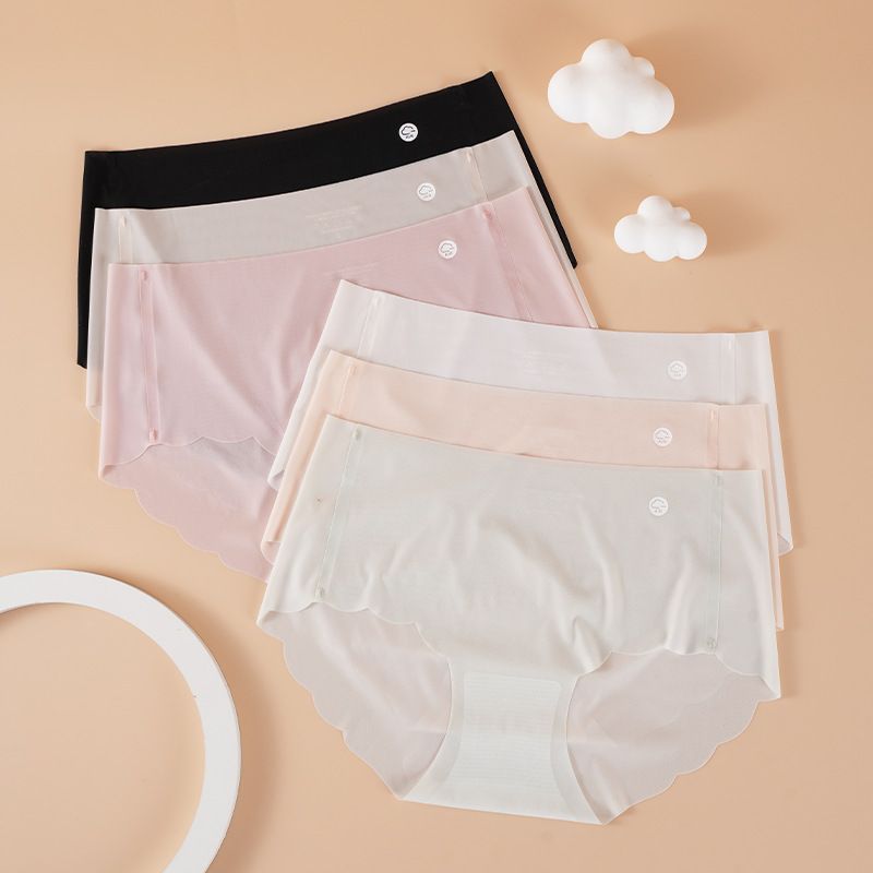 European and American new ice silk seamless panties, cotton crotch, antibacterial triangle panties, ultra-thin breathable sexy pure desire panties for women