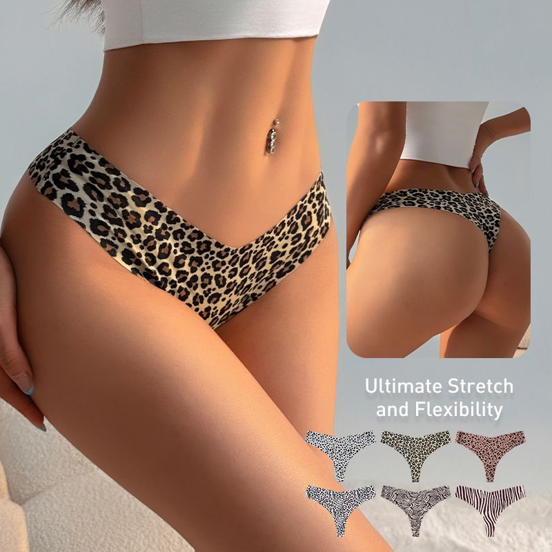 European and American temu best-selling leopard print seamless panties fitness ice silk sexy breathable triangle panties cross-border exclusive panties women