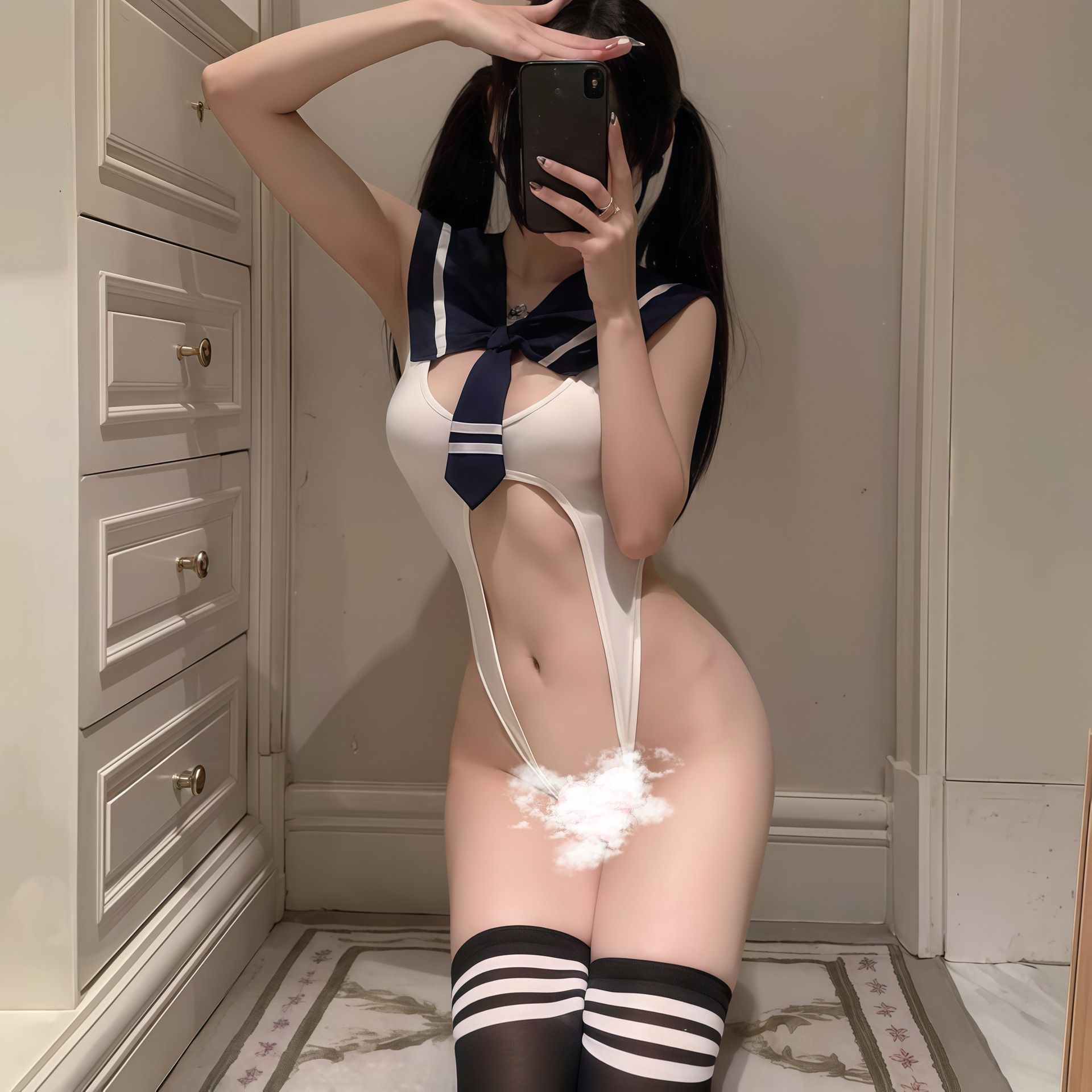 Sexy lingerie, sexy lingerie, high-end sensation, hot sleepwear, campus jk pure desire style open crotch no take off short skirt set