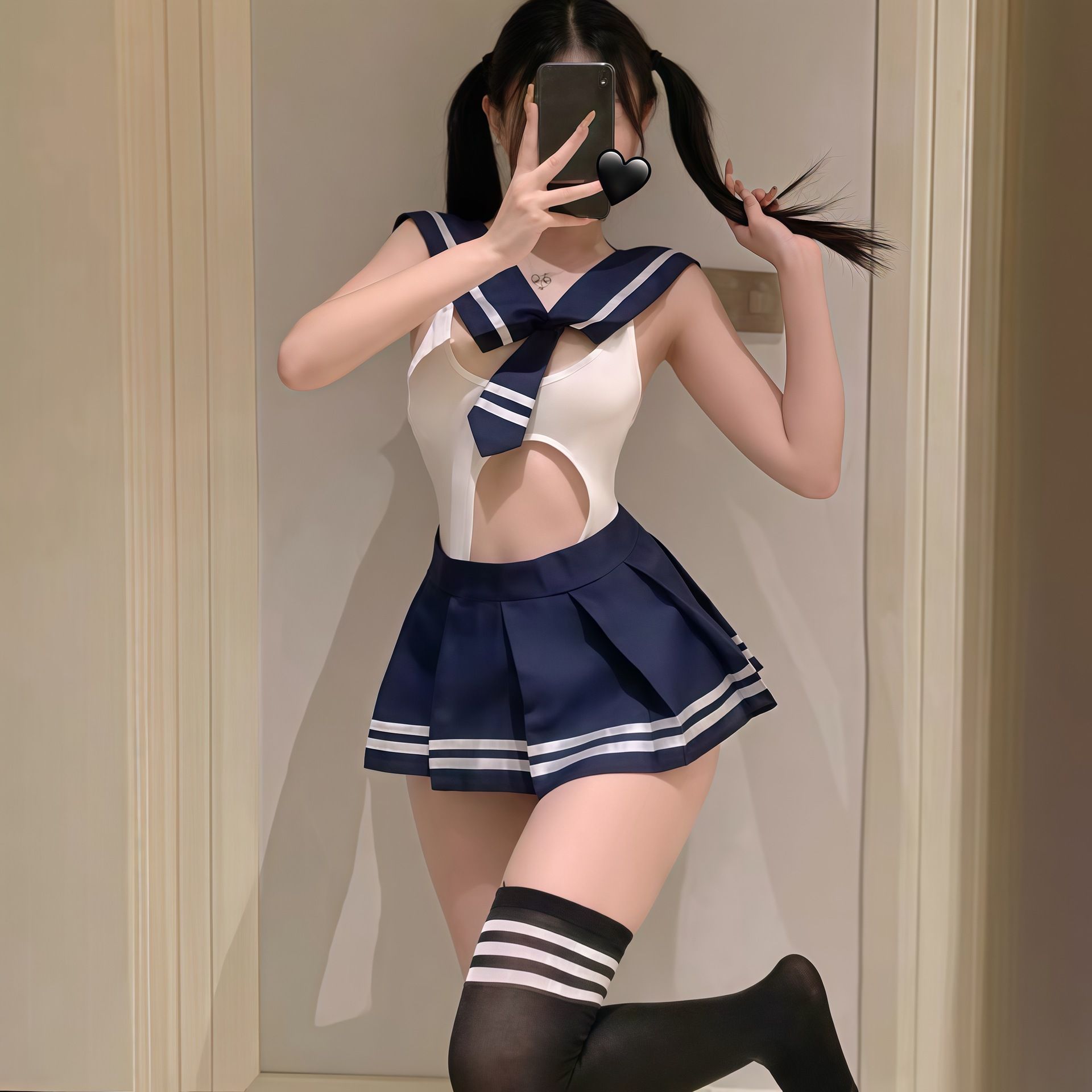 Sexy lingerie, sexy lingerie, high-end sensation, hot sleepwear, campus jk pure desire style open crotch no take off short skirt set