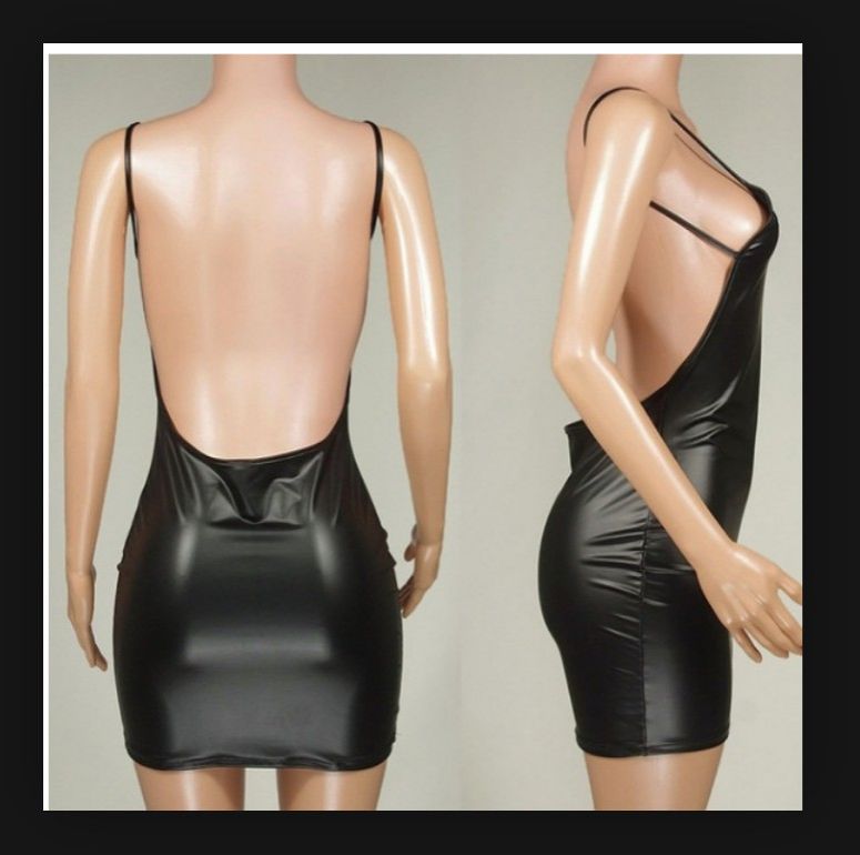 Sex lingerie foreign trade increases European size manufacturers spot European and American black leather lacquered leather jacket leak back set one piece hair replacement