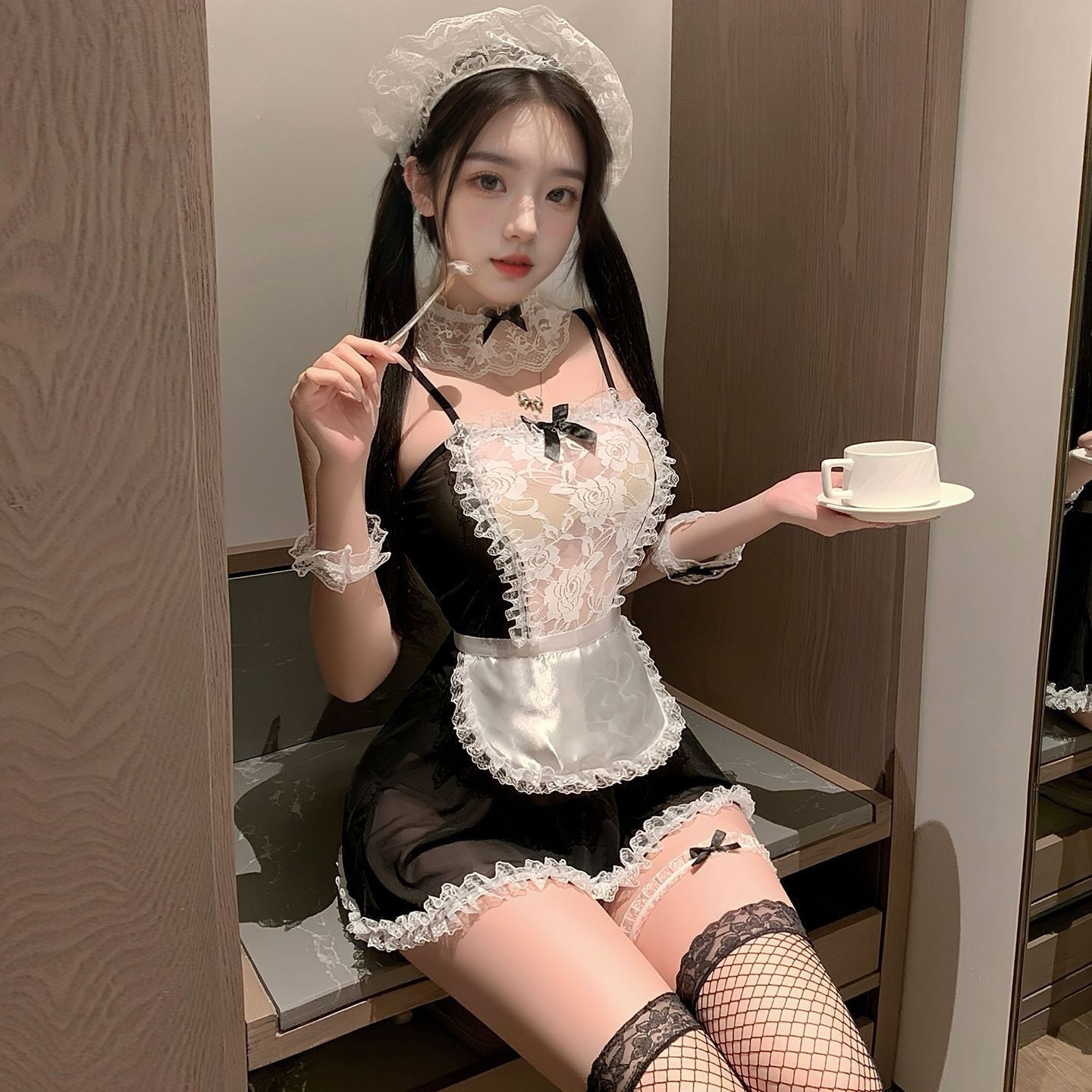Lace Perspective Pajama Pure Desire Maid Uniform 2026 New Sexy Underwear qqny Large Size Battle Robe Temptation Cute