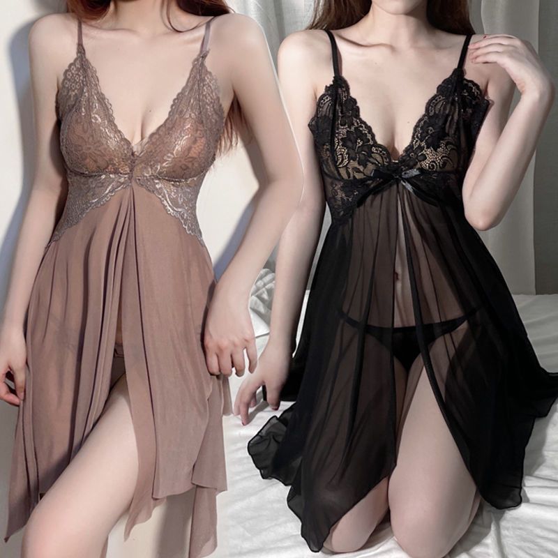Foreign trade plus size sexy lingerie sexy sleepwear women pure desire seduction suspender lace mesh transparent nightgown
