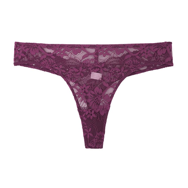 Cross-border exclusive lace thong ultra-thin seamless transparent hollow low-waist high elasticity comfortable seamless panties women butt lift