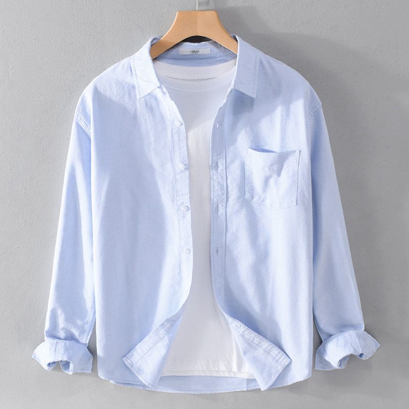 Clearance and Leakage of Foreign Trade Men's Cotton Sunscreen Long Sleeve Shirt, Spring and Autumn Coat, Youth Work Clothes Shirt