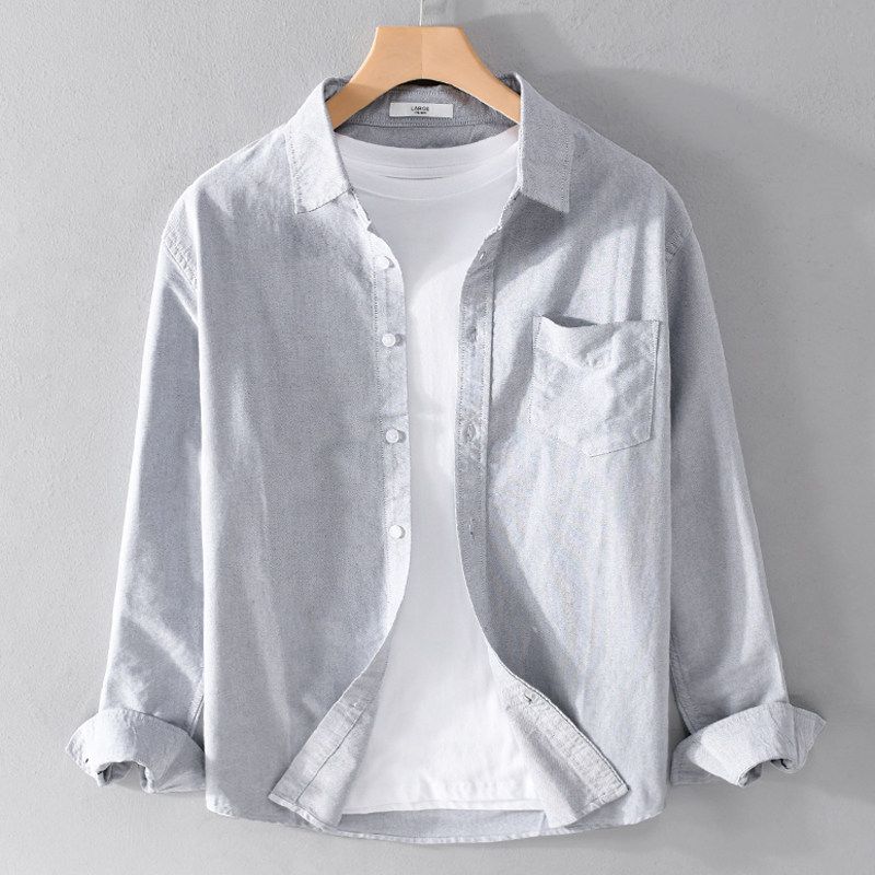 Clearance and Leakage of Foreign Trade Men's Cotton Sunscreen Long Sleeve Shirt, Spring and Autumn Coat, Youth Work Clothes Shirt