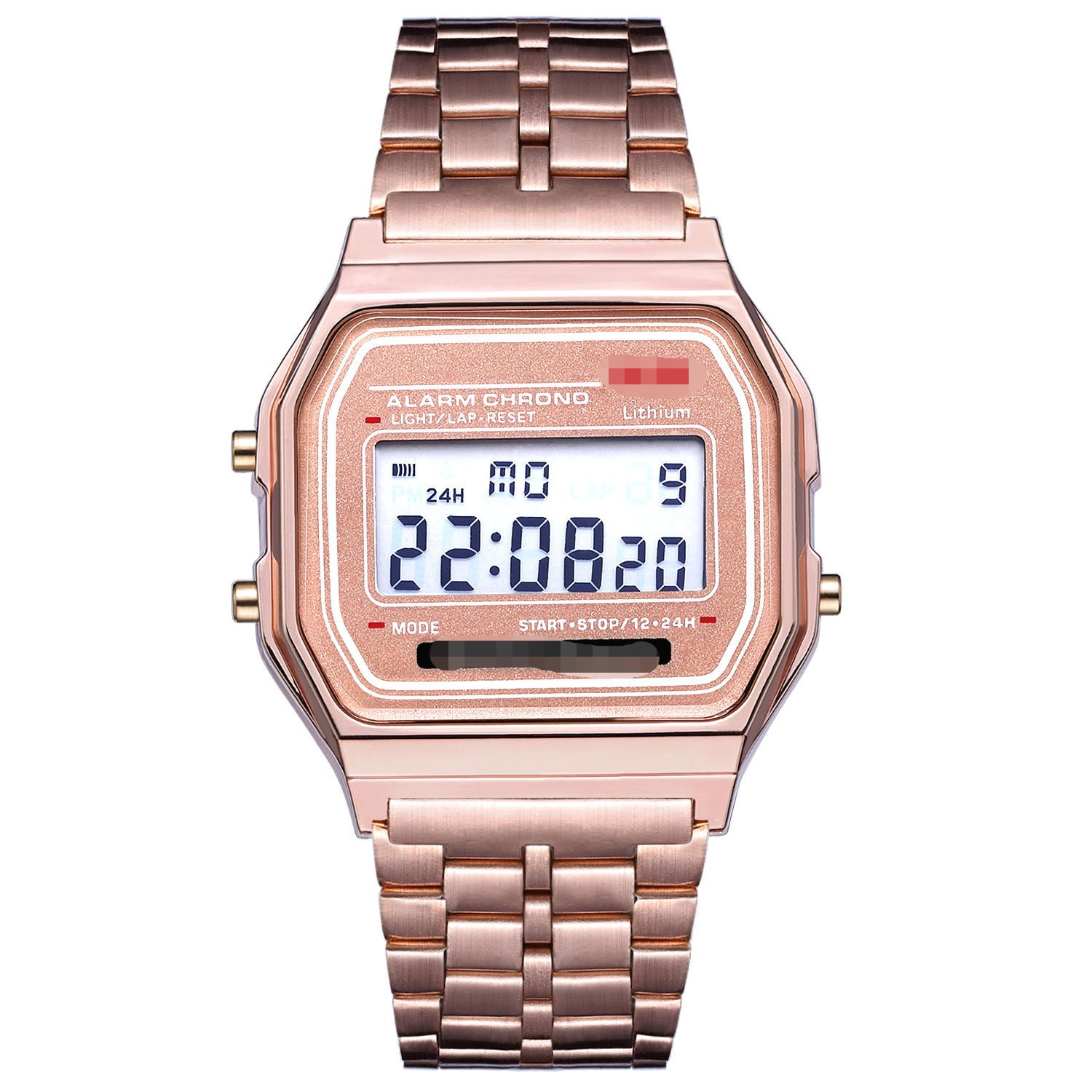 Ultra thin marked and unmarked A10066 sports children's electronic metal watch multifunctional night light alarm clock steel strap watch white AS PICTURE