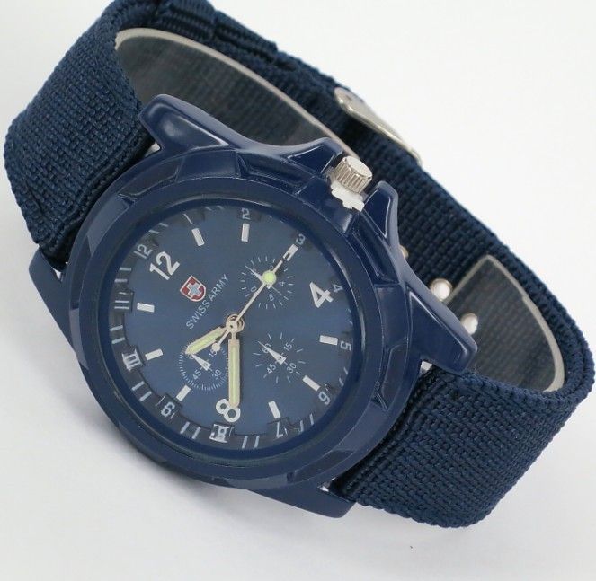 Cross border fashion nylon strap men's watch cloth strap military watch trend night light needle sports watch men's and women's watch Style_1 AS PICTURE