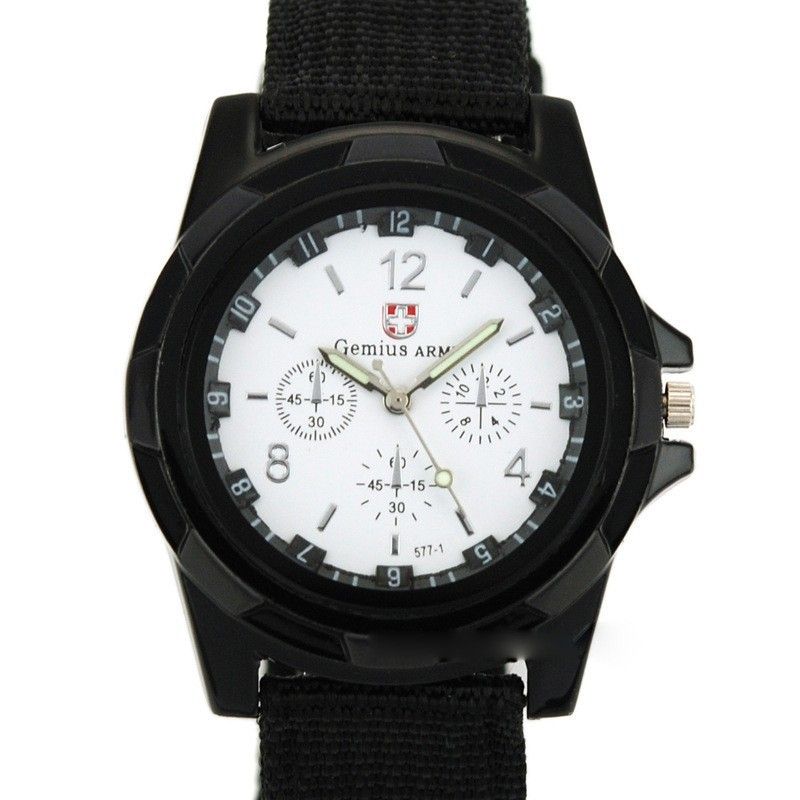 Cross border fashion nylon strap men's watch cloth strap military watch trend night light needle sports watch men's and women's watch Style_1 AS PICTURE