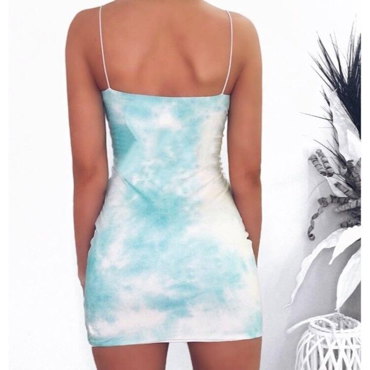 Summer Hot Sale Wish Amazon Independent Site European and American Women's Clothing Sexy Tie-Dye Strap Elastic Dress Women