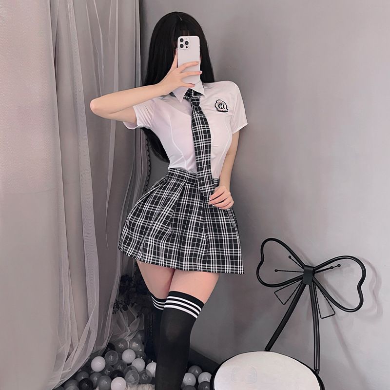 Sexy lingerie, female, passionate, student suit, uniform, seductive, pure desire, short skirt, college style role-playing, 1909