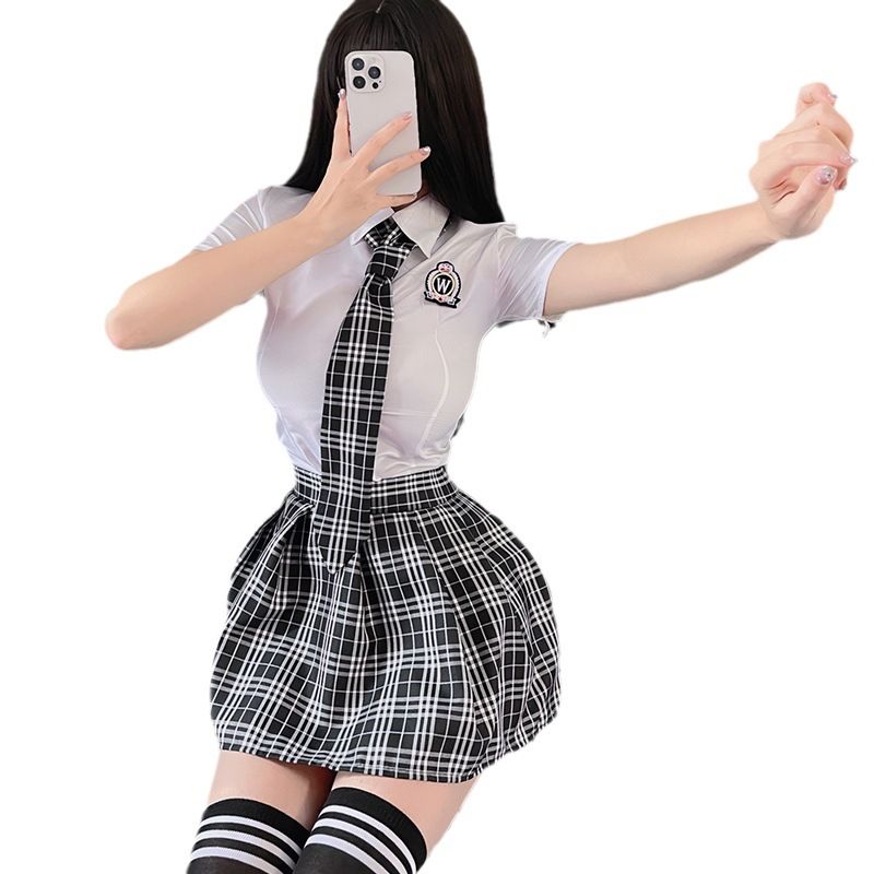 Sexy lingerie, female, passionate, student suit, uniform, seductive, pure desire, short skirt, college style role-playing, 1909