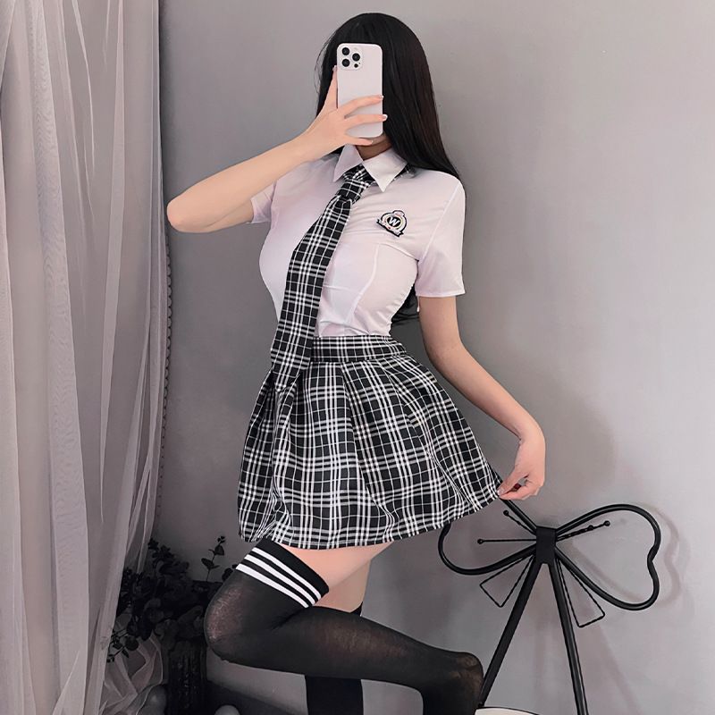 Sexy lingerie, female, passionate, student suit, uniform, seductive, pure desire, short skirt, college style role-playing, 1909