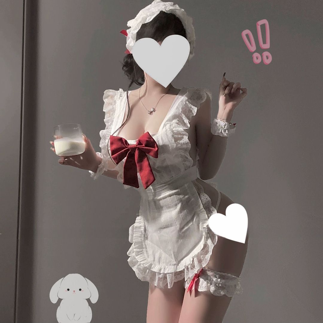 Sexy lingerie, bow, maid, bare back apron, cook girl outfit, sexy, pure desire, passion, no need to take off, bare buttocks hair replacement wholesale