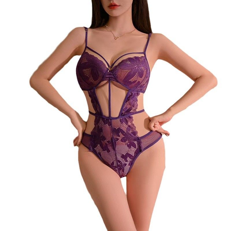 Butterfly Rain Sexy and Hot Purple Sex Underwear Pure Desire Bra Lace jumpsuit Queen's waist collection temptation without stripping
