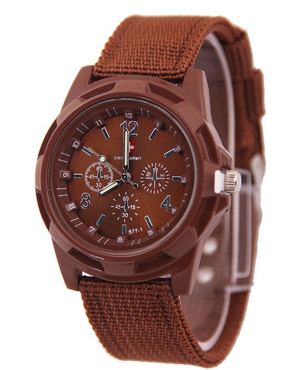 Cross border fashion nylon strap men's watch cloth strap military watch trend night light needle sports watch men's and women's watch Style_1 AS PICTURE