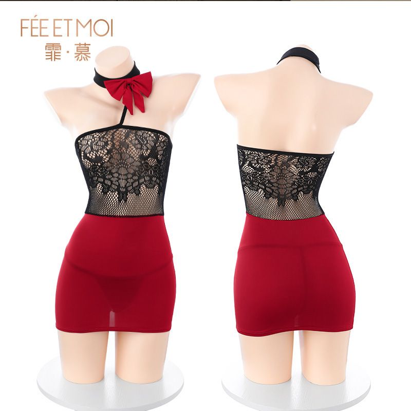 Fei Mu Fang Xin arson secretary strapless perspective net dress sexy flirtatious uniform seductive lingerie ZY7430
